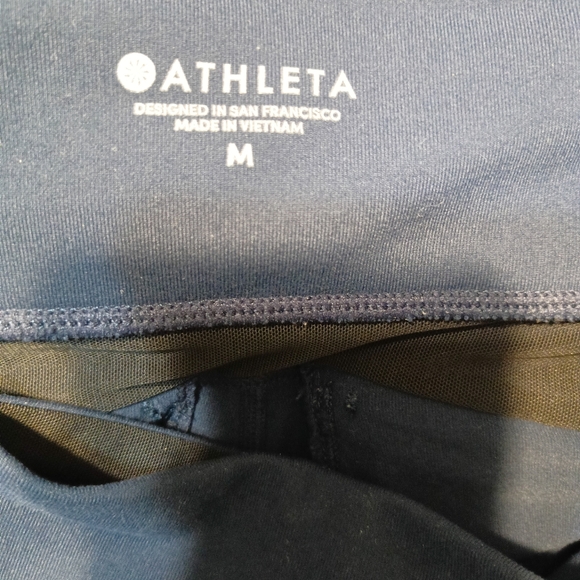 Athleta Yoga Pants Navy with Brown stripe embellishment Sz Medium - Picture 7 of 9